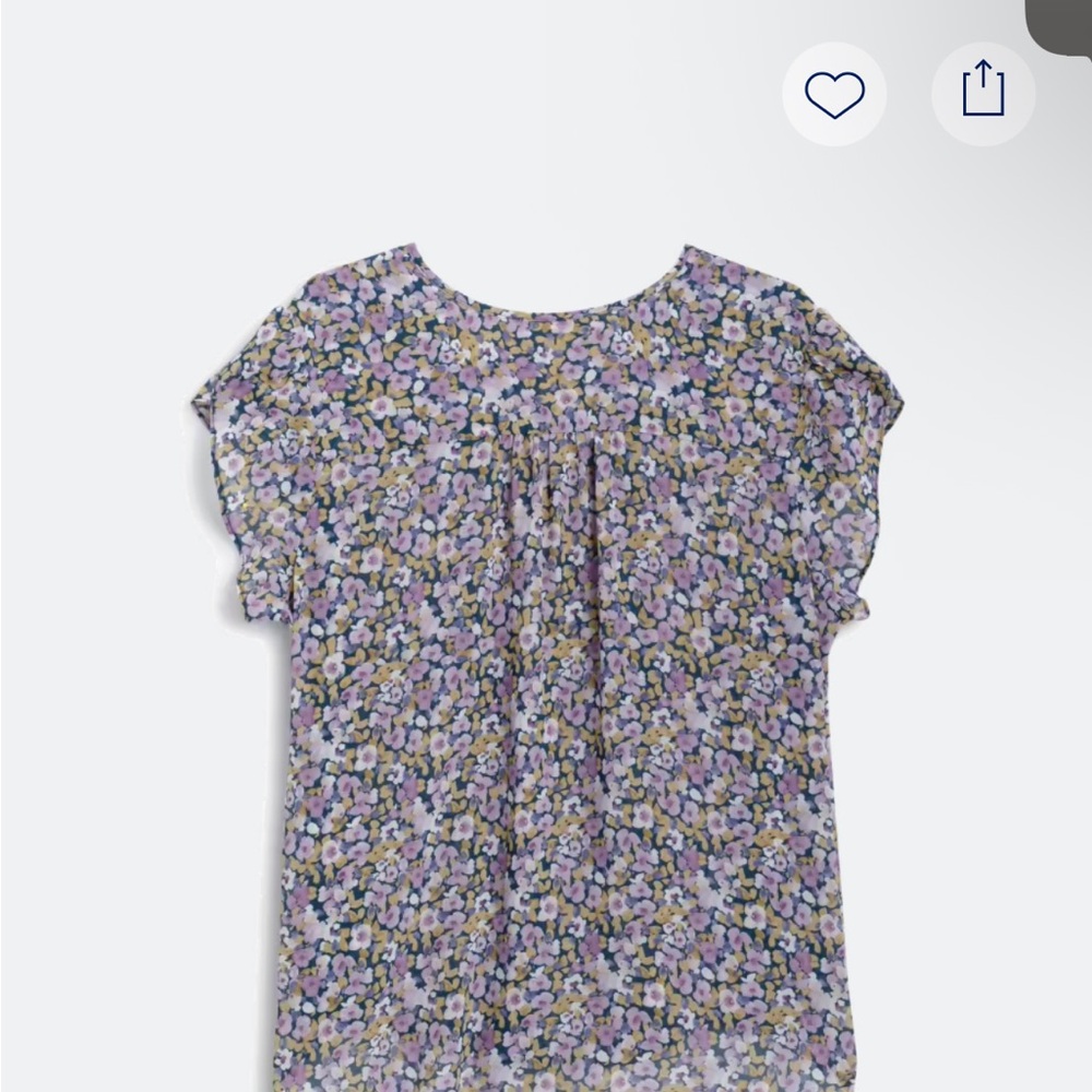 Monday Fun Split Neck Floral Flutter Sleeve Top - Lavender and Blues
